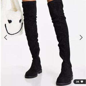 ASOS DESIGN Kennedy Flat over the knee boots Black size 10 (US) size 8 (UK)